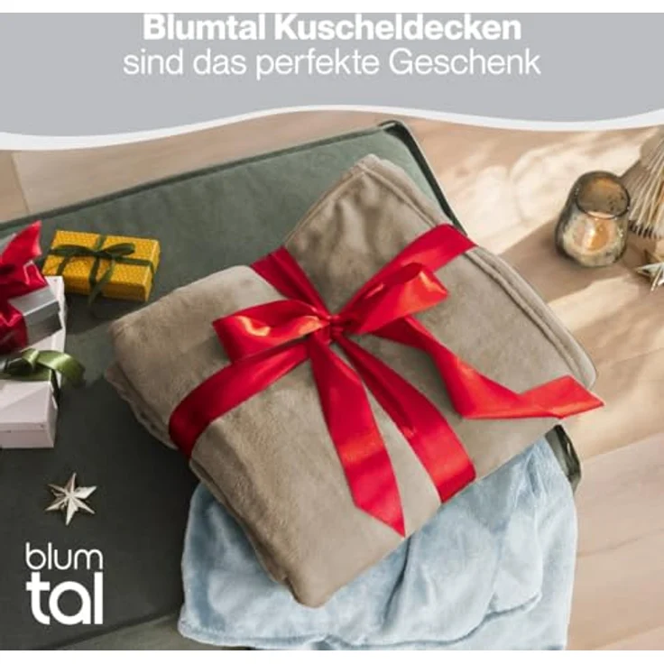 Blumtal Kuscheldecke flauschig - Oeko-TEX zertifizierte Fleecedecke 150x200 cm - Wohndecke 150x200 cm - Taupe Decke - Wohn- & Kuscheldecke Fleecedecke Taupe – Bild 6