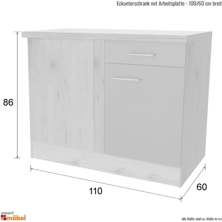 Flex-Well Eckunterschrank Antigua (B x H x T) 110 x 86 x 60 cm – Bild 2