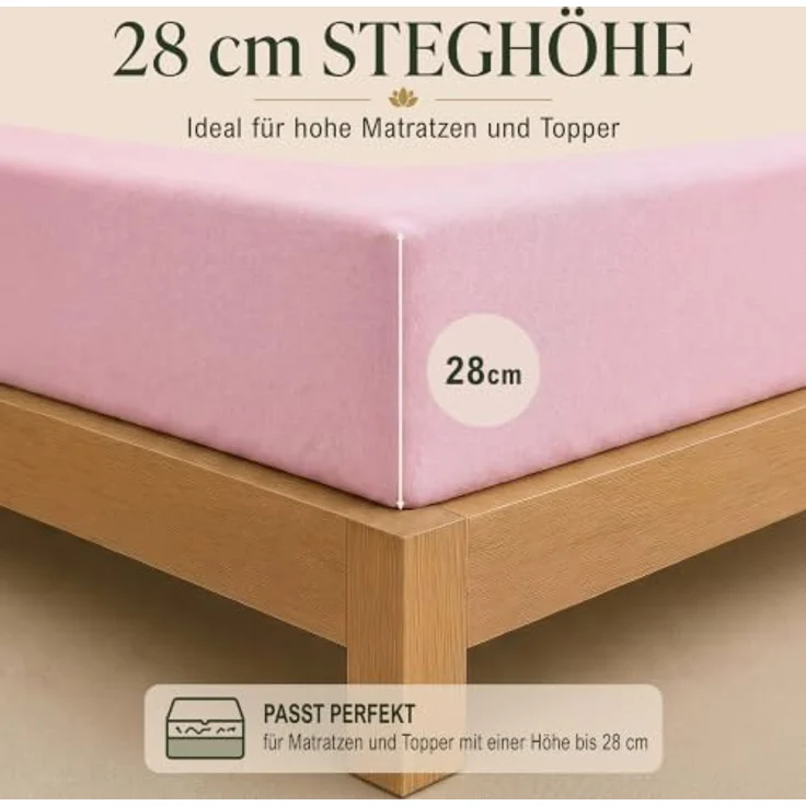MALIKA® Spannbettlaken 180x200cm - 200x200cm, Baumwolle Jersey, Matratzenhöhe bis 28cm, Oeko-Tex zertifiziert, form- und farbbeständig – Bild 5