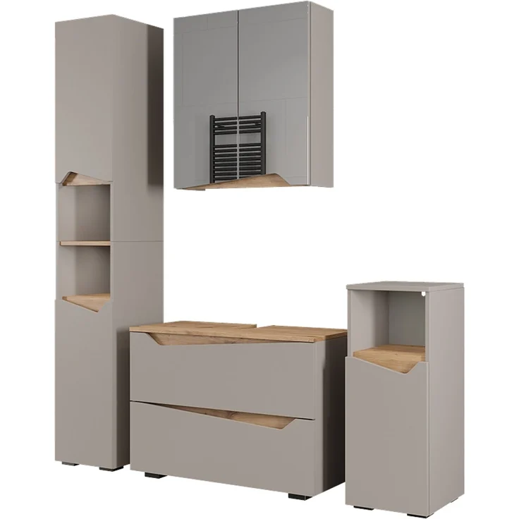 Badmöbel-Set Marelle Greige/Artisan-Eiche 4-teilig Vicco – Bild 1