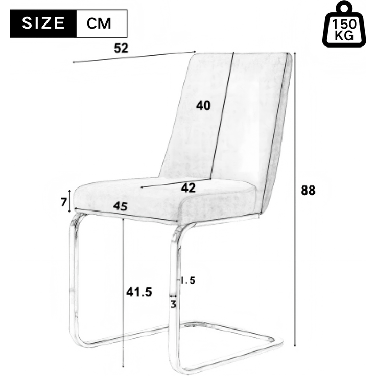 Esszimmerstuhl 2er-Set 88×52×45 cm – Samt in Beige mit diamantförmiger Rückenlehne und Metallbeinen – Bild 6