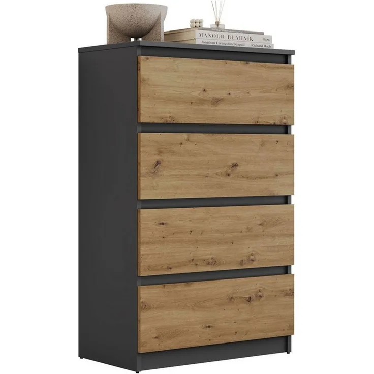 Lookway Kommode HANA M4 – elegante Kommode mit geräumigen Schubladen, Breite: 70 cm