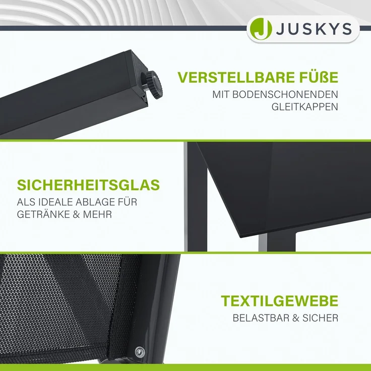 Juskys Aluminium Gartengarnitur Milano Gartenmöbel Set mit Tisch und 6 Stühlen Dunkel-Grau mit schwarzer Kunstfaser Alu Sitzgruppe Balkonmöbel – Bild 7