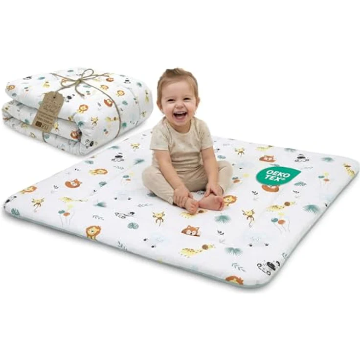 Krabbeldecke Krabbelmatte für Baby – Spielmatte Spieldecke Bodenmatte für Kinder und Babys für Kinderzimmer und Laufgitter Große faltbar waschbar Play Mat Oeko-Tex-Zertifikat – Bild 2