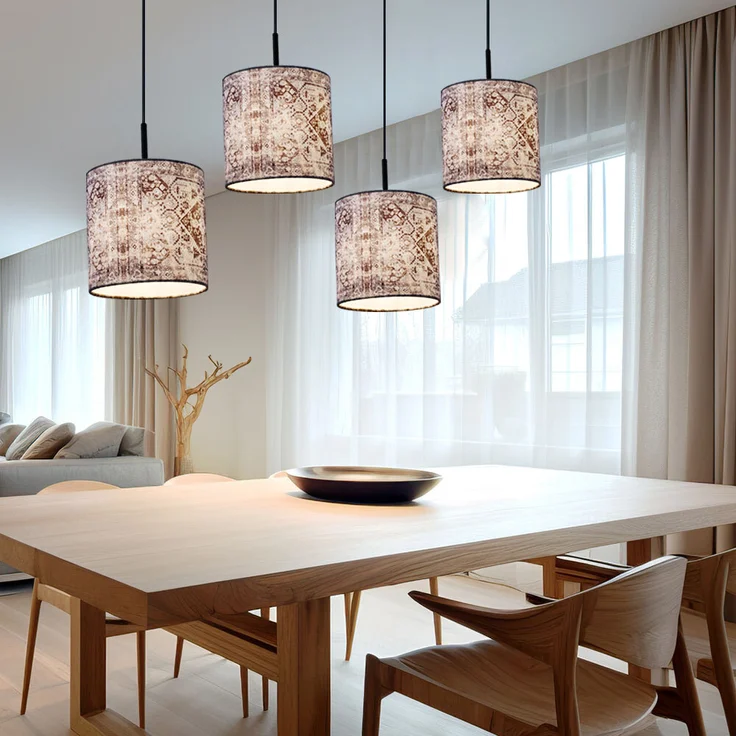 Hängeleuchte, Metall, Textil, schwarz, 4 Flammig, L 100 cm – Bild 2