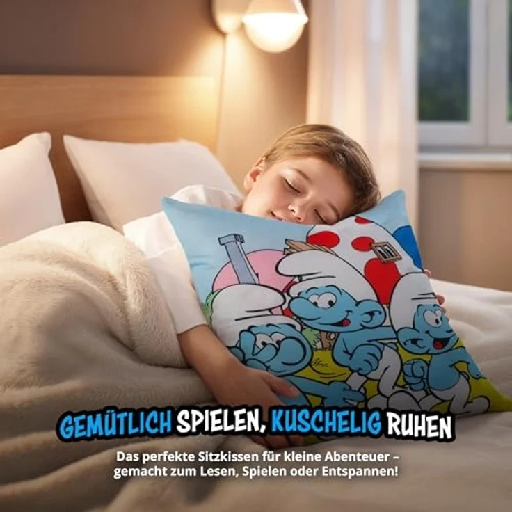 United Labels® Dekokissen Die Schlümpfe Kissen Plüsch Zierkissen Kopfkissen 40x40 cm – Bild 4