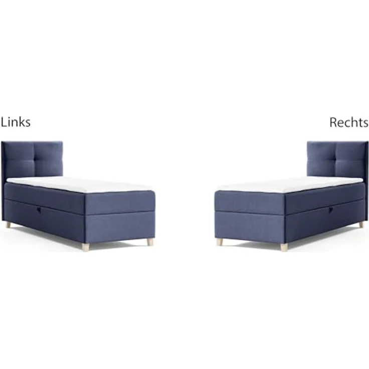 BEAUTYSOFA Modern Boxspringbett HELEN MINI, Polsterbett mit Federkernmatratze und Topper, 100x200cm, Blau (soro 76), inkl. Bettkasten für Stauraum – Bild 7