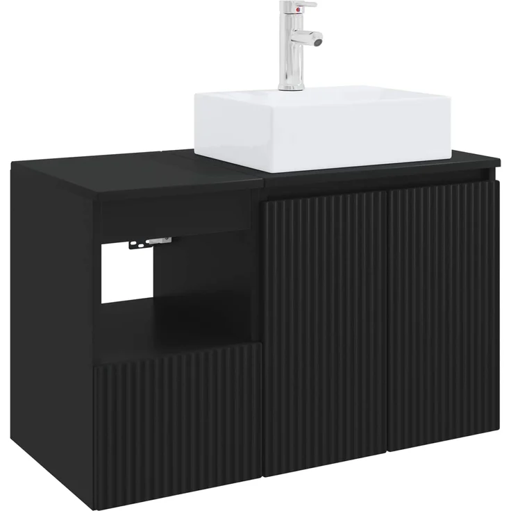 vidaXL Badezimmerschrank-Set 2 stk. Schwarz 79,5 x 41 x 79,5 cm 3404055 – Bild 2