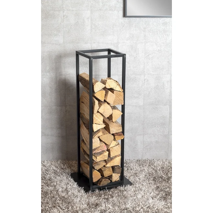 Haku Kaminholzständer aus Stahlrohr in schwarz, mit Fußplatte aus Metall, rechteckig, belastbar bis 30 kg, 33x33x85 cm – Bild 5