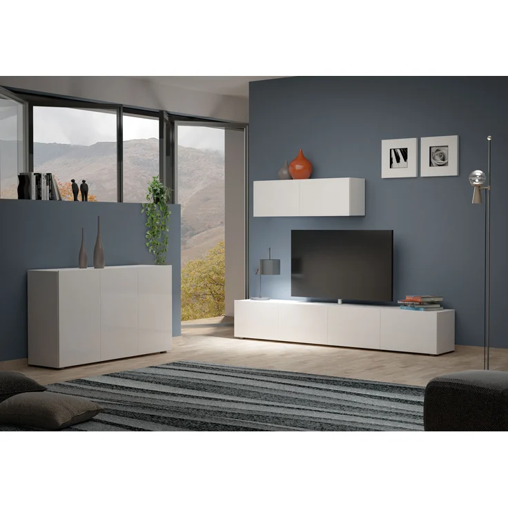 Lowboard >Mister< in weiss, Lack Hochglanz - 225x40x38cm (BxHxT) – Bild 7