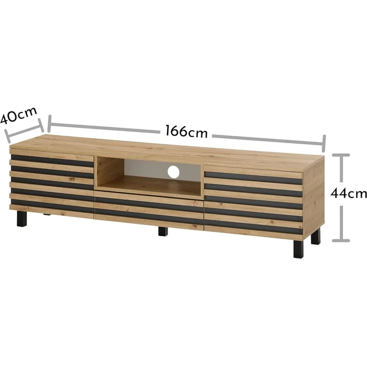ANKARA TV-Lowboard in Artisan Eiche Optik, Schwarz - Moderner TV Schrank mit viel Stauraum für Ihr Wohnzimmer - 166 x 44 x 40 cm (B/H/T) – Bild 6