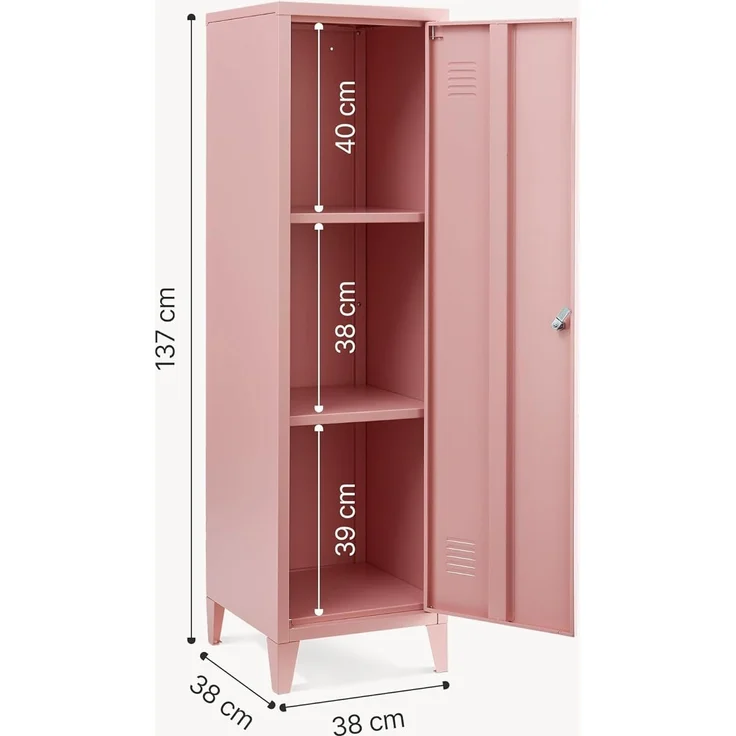 Einzelspind Kurikka 137x38x38 cm Rosa [en. casa] – Bild 2