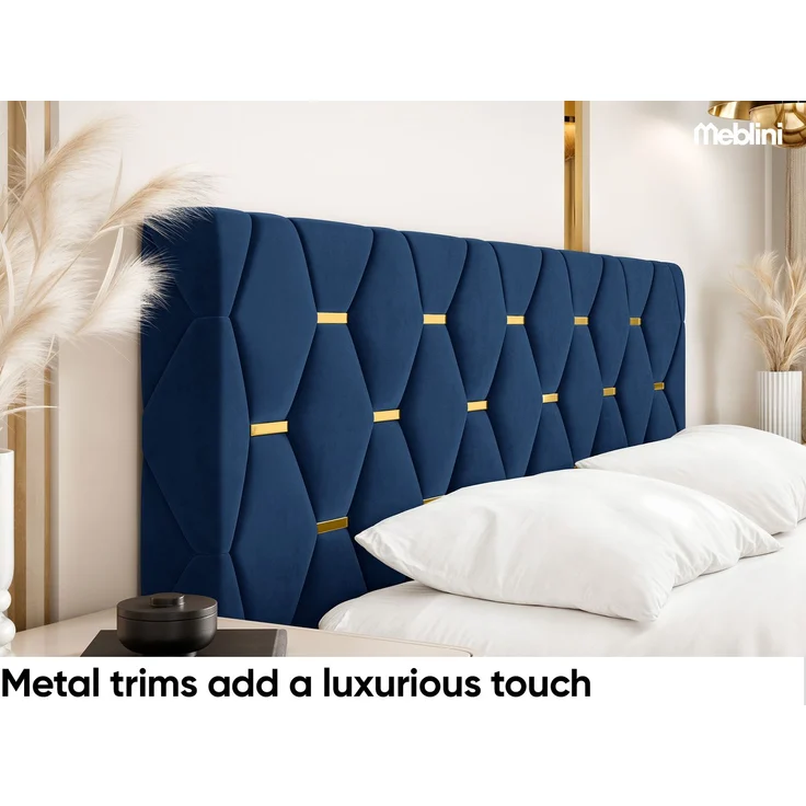 MEBLINI Polsterbett 120x200 ohne Lattenrost ohne Matratze – VERSAL – Blau Samt – Doppelbett ohne Bettkasten - Stauraumbett - Kopfteil Bett ohne Stauraum – Bild 4