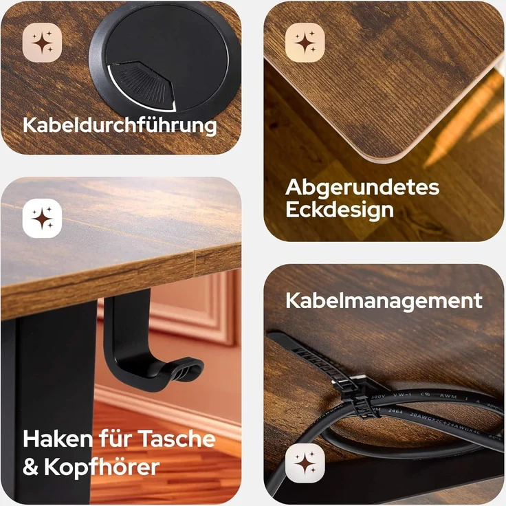 Arebos Schreibtisch Computer-Bürotisch 140 x 60 cm, elektrisch Memory-Funktion, 72-118 cm höhenverstellbar, Hebekapazität: 50 kg – Bild 7