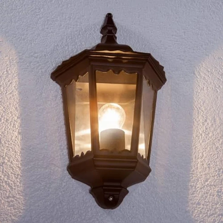 Lindby Lieva Wandleuchte außen, spritzwassergeschützt, Retro-Vintage Antik, Schwarz, Aluminium, 1-flammig E27, IP44 für Terrasse, Garten und Balkon – Bild 3