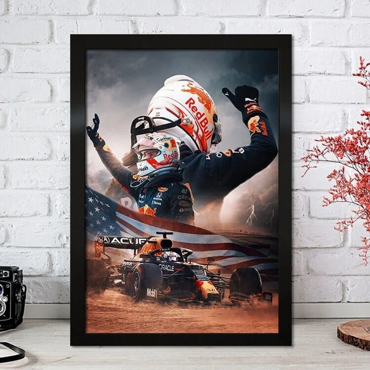 Poster Formel 1 Max Verstappen Rennfahrer Helm Rennwagen Red Bull · Deko Print ohne Rahmen - J / 40x60 cm – Bild 2