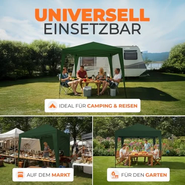 Kronenburg Faltpavillon wasserdicht Dachmaß 2x2 m UV Schutz 50+ Pavillon in Grün mit 4 Seitenteilen – Bild 8