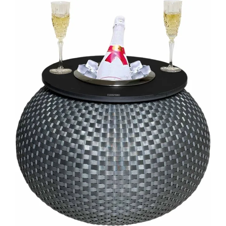 COOTAB Cooler Table MILANO 3-in-1 Loungetisch mit Edelstahl-Kühler - Anthrazit/Schwarz