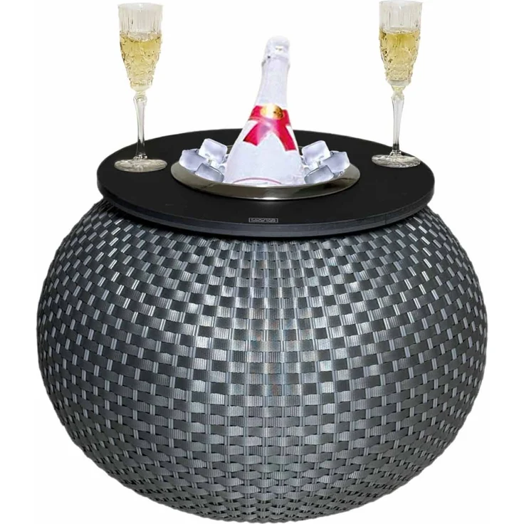 COOTAB Cooler Table MILANO 3-in-1 Loungetisch mit Edelstahl-Kühler - Anthrazit/Schwarz – Bild 1