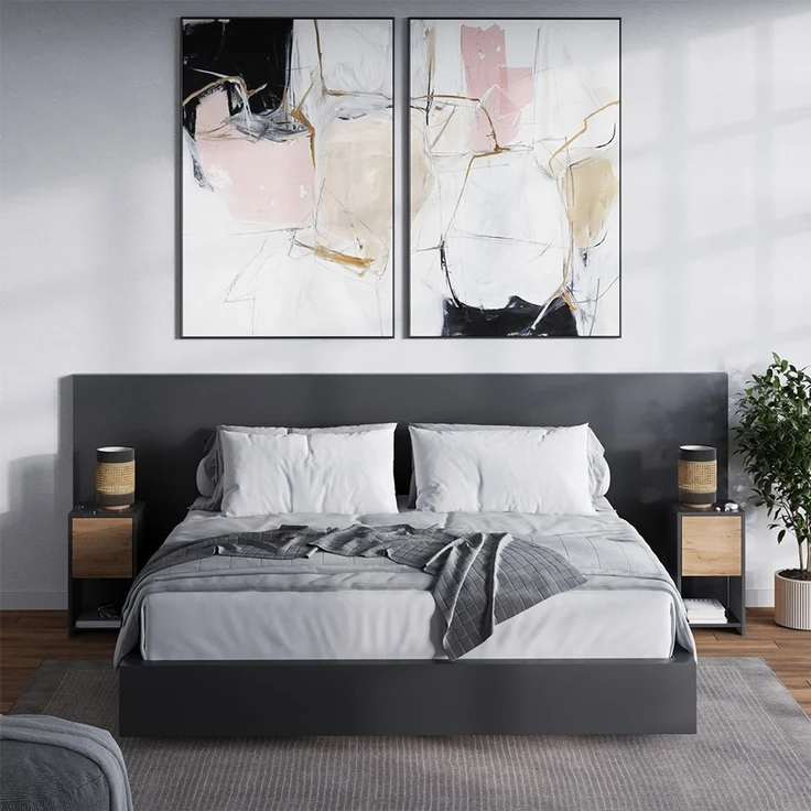 Nachttisch Evo Anthrazit/Goldkraft Eiche 30 x 55 cm mit Schublade Vicco – Bild 6