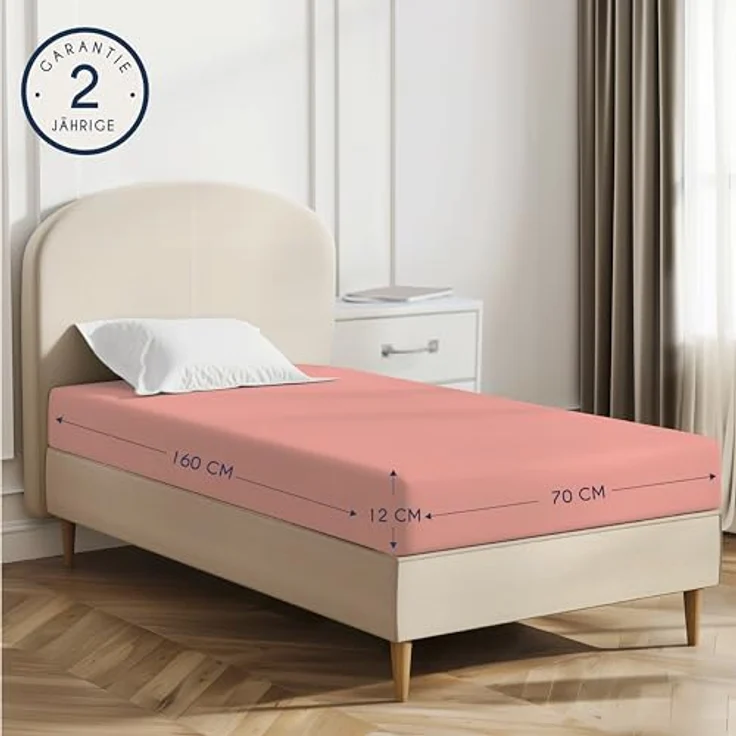 Dreamzie - Spannbettlaken 70x160 cm - Baumwolle Oeko Tex Zertifiziert - Rosa - 100% Jersey Spannbetttuch 70x160 – Bild 3