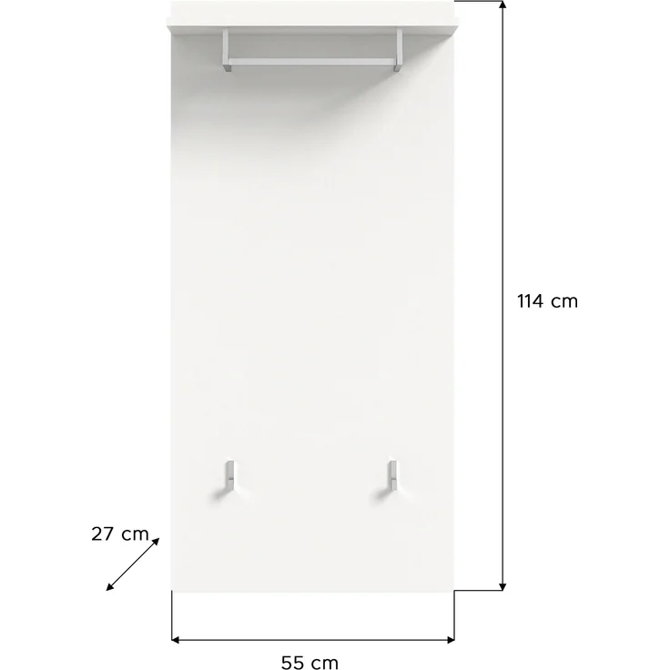 Garderobenpaneel >Prego< in weiß - 55x114x28cm (BxHxT) – Bild 3