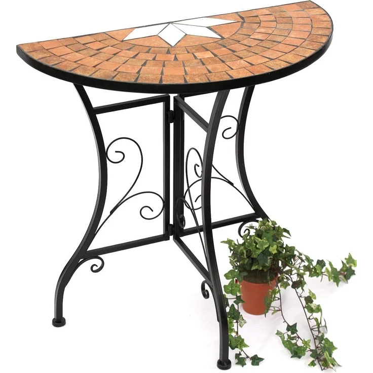DanDiBo Tisch Halbrund Konsolentisch Wandtisch 120041 Beistelltisch Metall Mosaik 70 cm – Bild 1