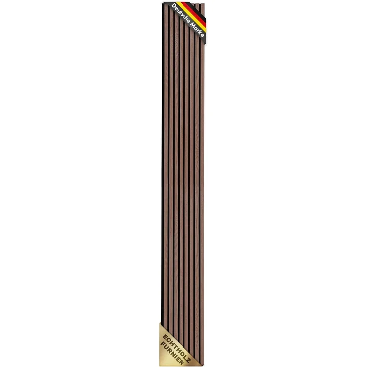KARAT Akustikpaneele - Wandpaneele mit Echtholzfurnier für eine angenehme Raumakustik - Lamellenwand Holz und Filz - Wandverkleidung als Schallschutz, Schalldämmung (Black Walnuts, 275 x 27 cm)