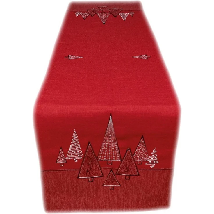 texpot Tischdecke Tischläufer Stickerei Tannenbäume Winter Weihnachten Deko (1-tlg)
