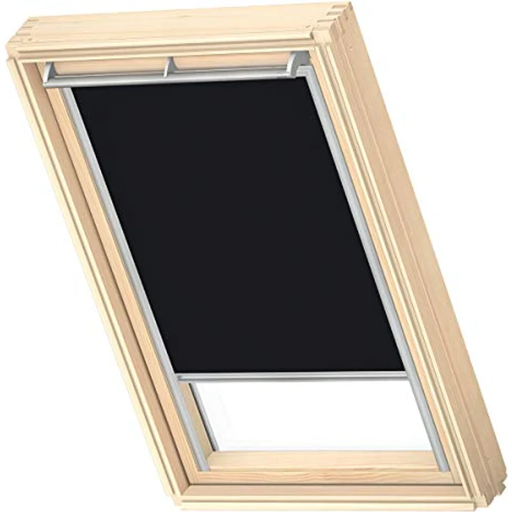 Verdunklungsrollo DKL 3009S, VELUX, verdunkelnd, ohne Bohren, in Führungsschienen, VELUX »Pick & Click!«, Stoff schwarz mit weißen Führungsschienen & Griffleiste – Bild 2