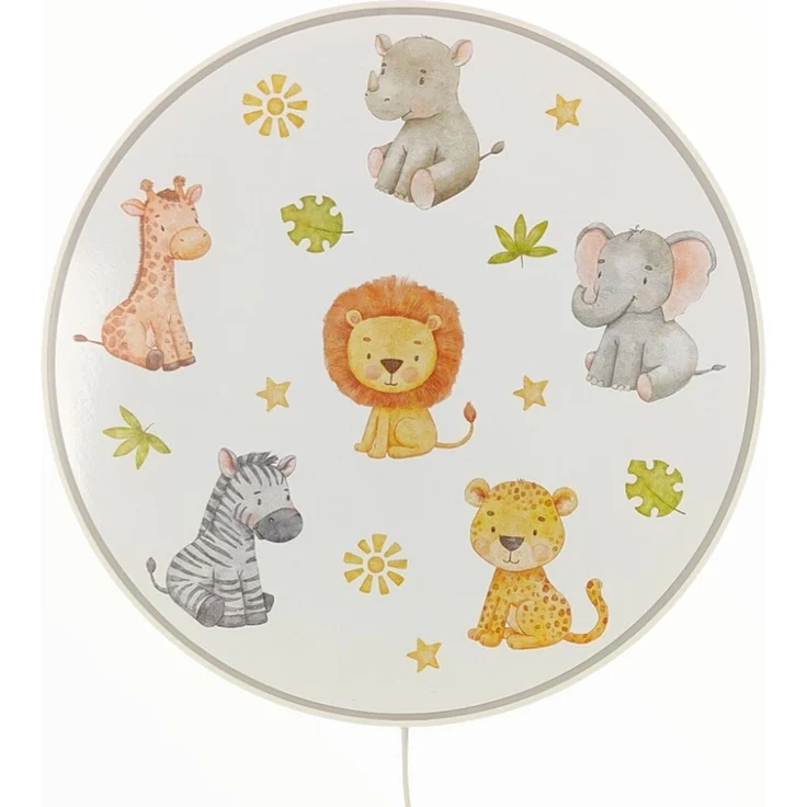 Kinderzimmer Wandlampe Safari Ø 25cm mit Schalter, Kabel, Stecker & E14 LED – Bild 8