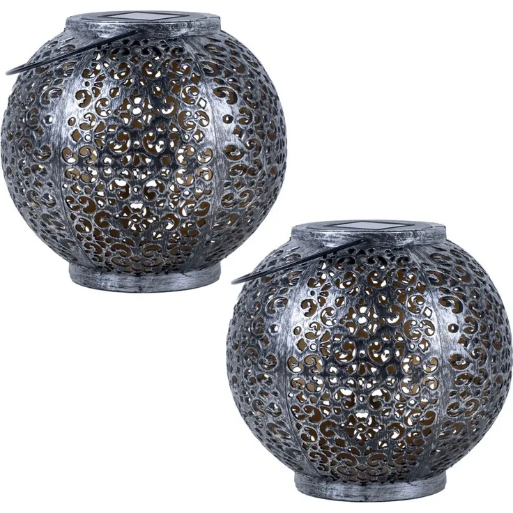 2x LED Solarleuchte, Kunststoff, Hängeleuchte, H 17 cm