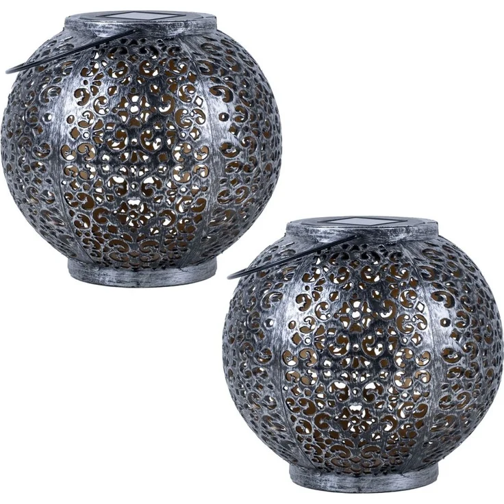 2x LED Solarleuchte, Kunststoff, Hängeleuchte, H 17 cm – Bild 1