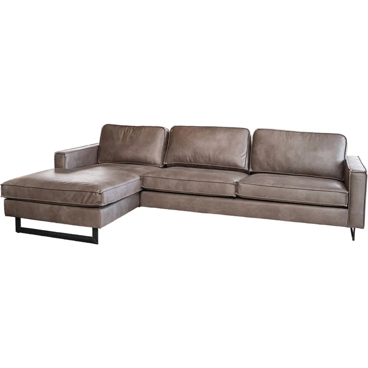 KAWOLA Ecksofa VILNIUS 3-Sitzer mit Longchair links Lederfaserstoff anthrazit 85 x 170 x 286 cm – Bild 3