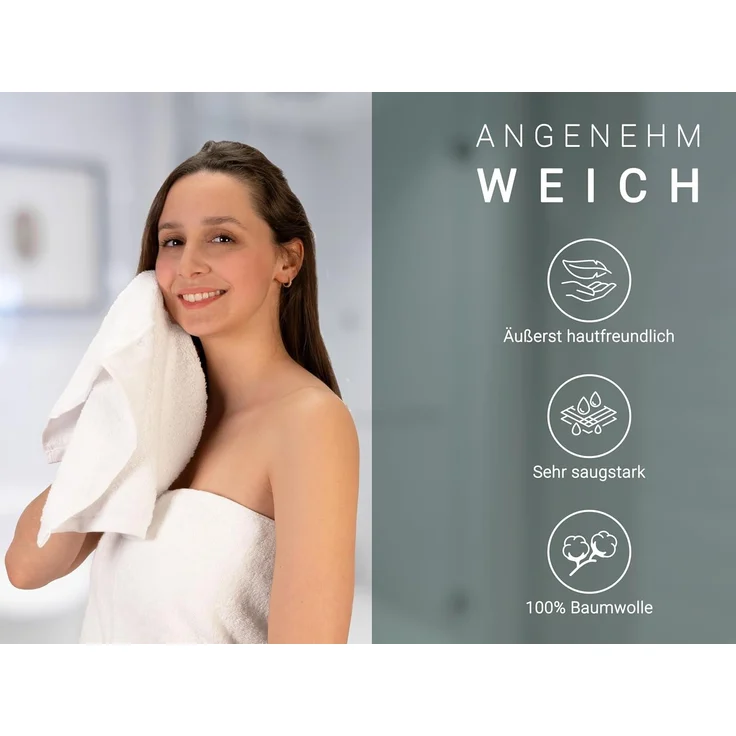 ZOLLNER 10er Set Gästehandtücher, 100% Baumwolle, 40x60 cm, weiß, extra flauschig – Bild 3