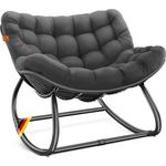 KESSER® 'XXL Chillexer' Schaukelstuhl mit Rutschfesten Füßen, für drinnen & draußen, Witterungsbeständig, Stahl / Polyester anthrazit, 100 x 100 x 85 cm