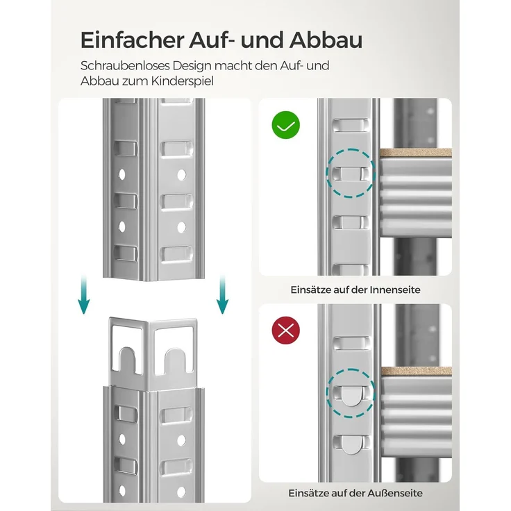 5-stöckiges Lagerregal, 2er-Set, 180 x 90 x 40 cm, max. Belastung 875 kg (175 kg pro Ebene), Regaleinheiten, verstellbar – Bild 6