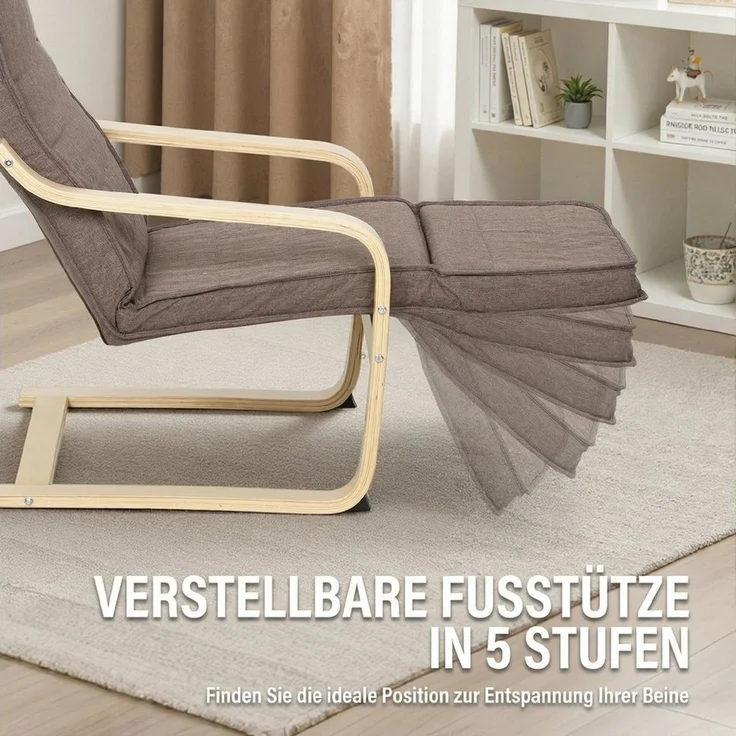 HOMCOM Relaxsessel Polstersessel mit Leinenoptik Sessel (Set, 1-St, Lesesessel), 5-fach verstellbare Fußstütze, abnehmbare Bezüge – Bild 4