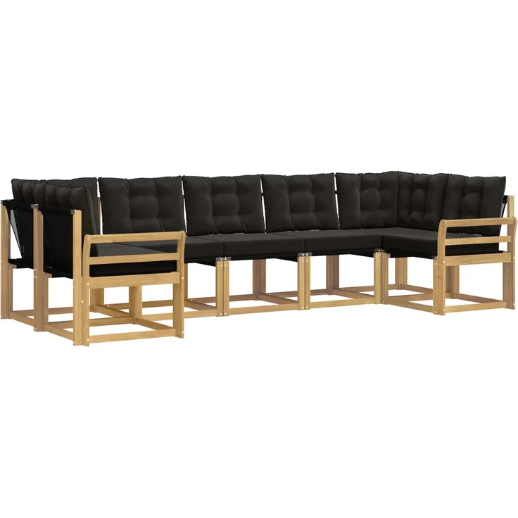 vidaXL Outdoor-Sofagarnitur 7 stk. 7-Sitzer Weiß und Schwarz 3389838 – Bild 2