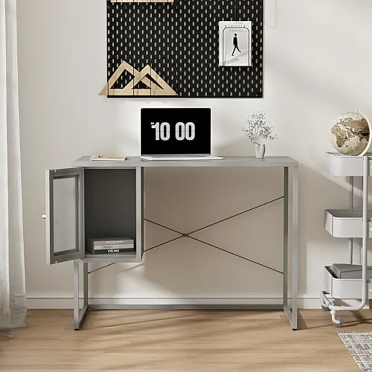 Schreibtisch Sund Stahl 75x100x50 cm Grau [en. casa] – Bild 3