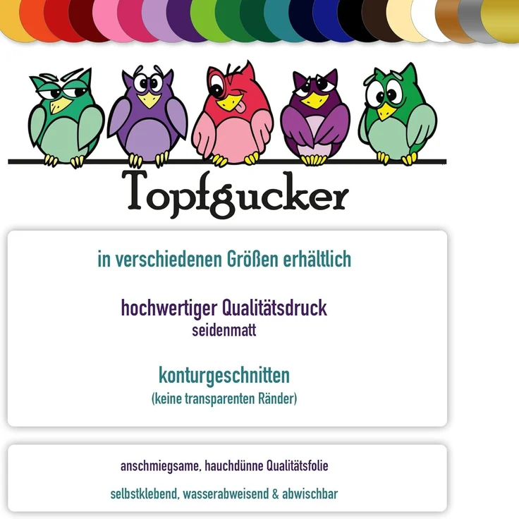 Sunnywall Wandtattoo Topfgucker Wandaufkleber Eulen Kochen Küche Essen, Künstler: Sunnywall, selbstklebend – Bild 3