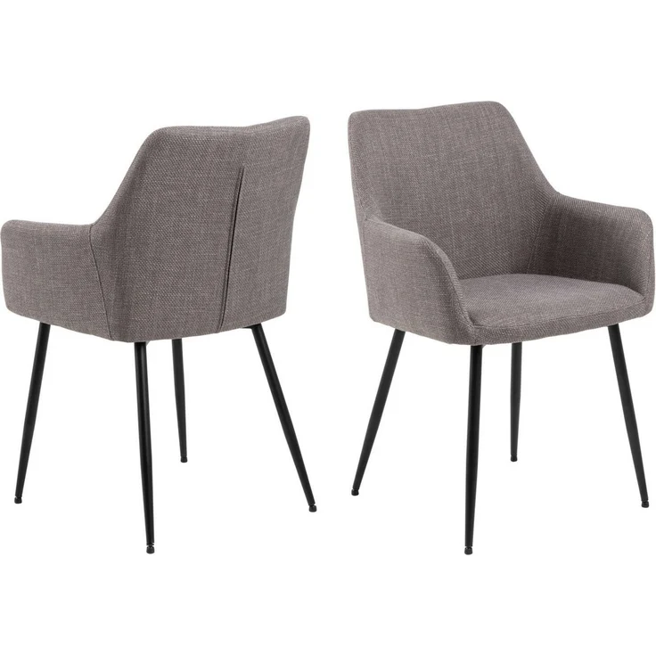 ACTONA GROUP Esszimmerstuhl Glenda 2er Set, Stoff - mit Armlehne & gepolstert in mehreren Farben, Stoff, schwarze Stahlbeine, Armlehne, 2er-Set, Sitzhöhe: 49 cm – Bild 3