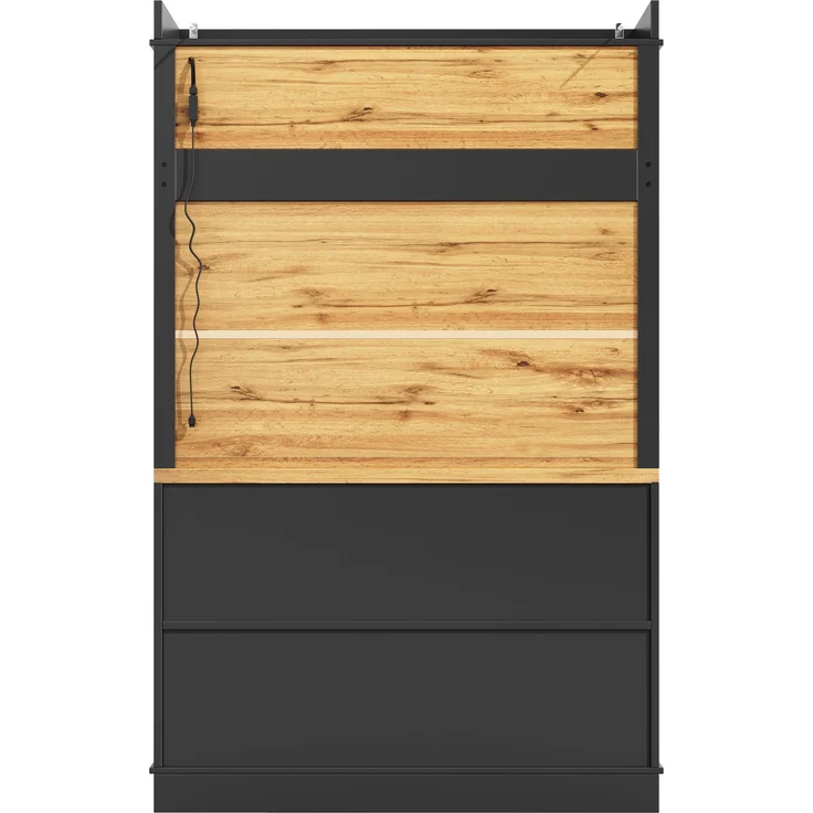 Küchenschrank, hoher Küchenschrank (107x43x184 cm), Vitrine, Anrichte, Anrichte mit LED-Beleuchtung, offenes Regal, schwarz--Schwarz--116.48x46x22.99cm--YOUDENOVA – Bild 7