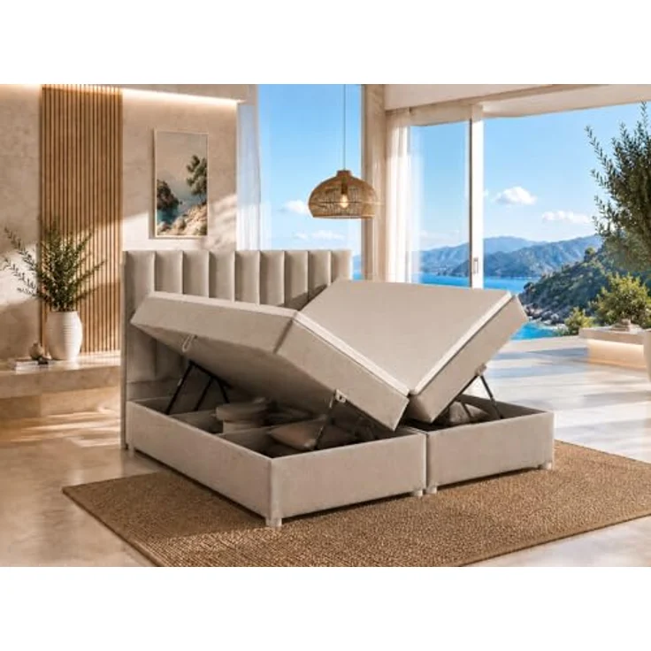 Best for Home Boxspringbett mit Bettkasten Trinity K-10 Bonellfederkern inkl. 7 cm Topper (Bonell-Matratze, gepolstertes Kopfteil, Doppelbett versch. Größen, 140x200 160x200 180x200 200x200 cm), Handwerksqualität, TOP Preis-Leistungs-Verhältnis – Bild 4