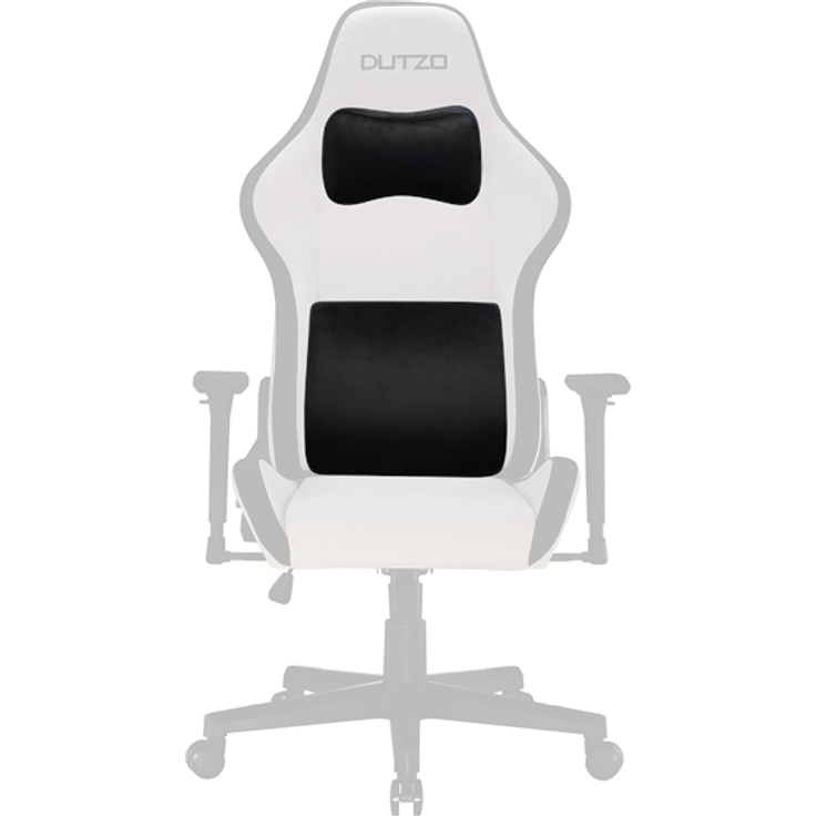 DUTZO Lenden- und Nackenkissen-Set für Gaming-Stühle, Memory Foam, Schwarz, ergonomisch und verstellbar