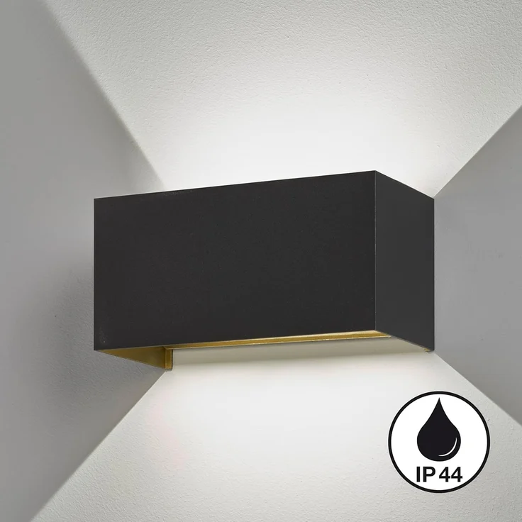 Fischer & Honsel 30519 LED Außenwandleuchte Wallo schwarz goldfarben IP44 3000K – Bild 2
