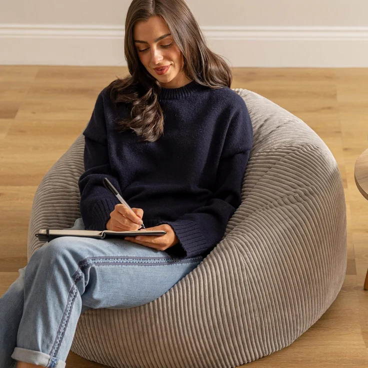 icon Kingston Großer Sitzsack, Jumbo Cord Sitzsack, Dawn Grey, Sitzsack für Erwachsene mit Füllung inklusive, Bequemer Lounging Chair für jedes Alter – Bild 2