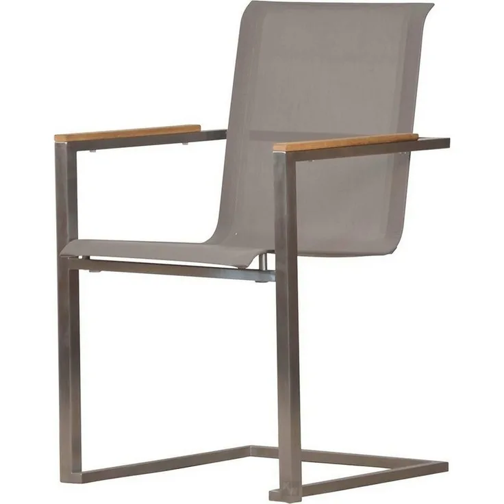 Kai Wiechmann Gartenstuhl Teak Edelstahl Freischwinger, moderner Edelstahl Stapelsessel, rostfreier und langlebiger Edelstahl Outdoor Stuhl