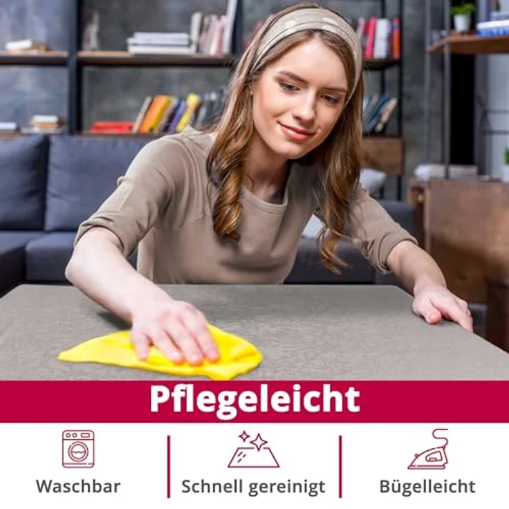 DecoHomeTextil Heimtextilmanufaktur Tischdecke Harmony hochwertig pflegeleicht mit Saumrand – Bild 3