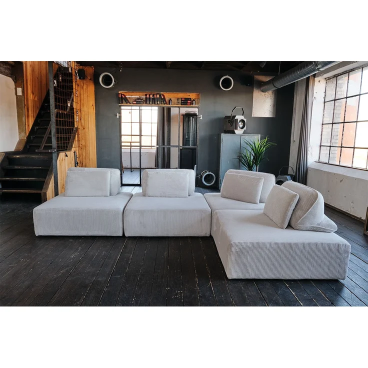 KAWOLA Modulsofa WIOLO SOFT 4 Module 4 Rückenkissen Cord hellgrau 84 x 222 x 333 cm – Bild 2
